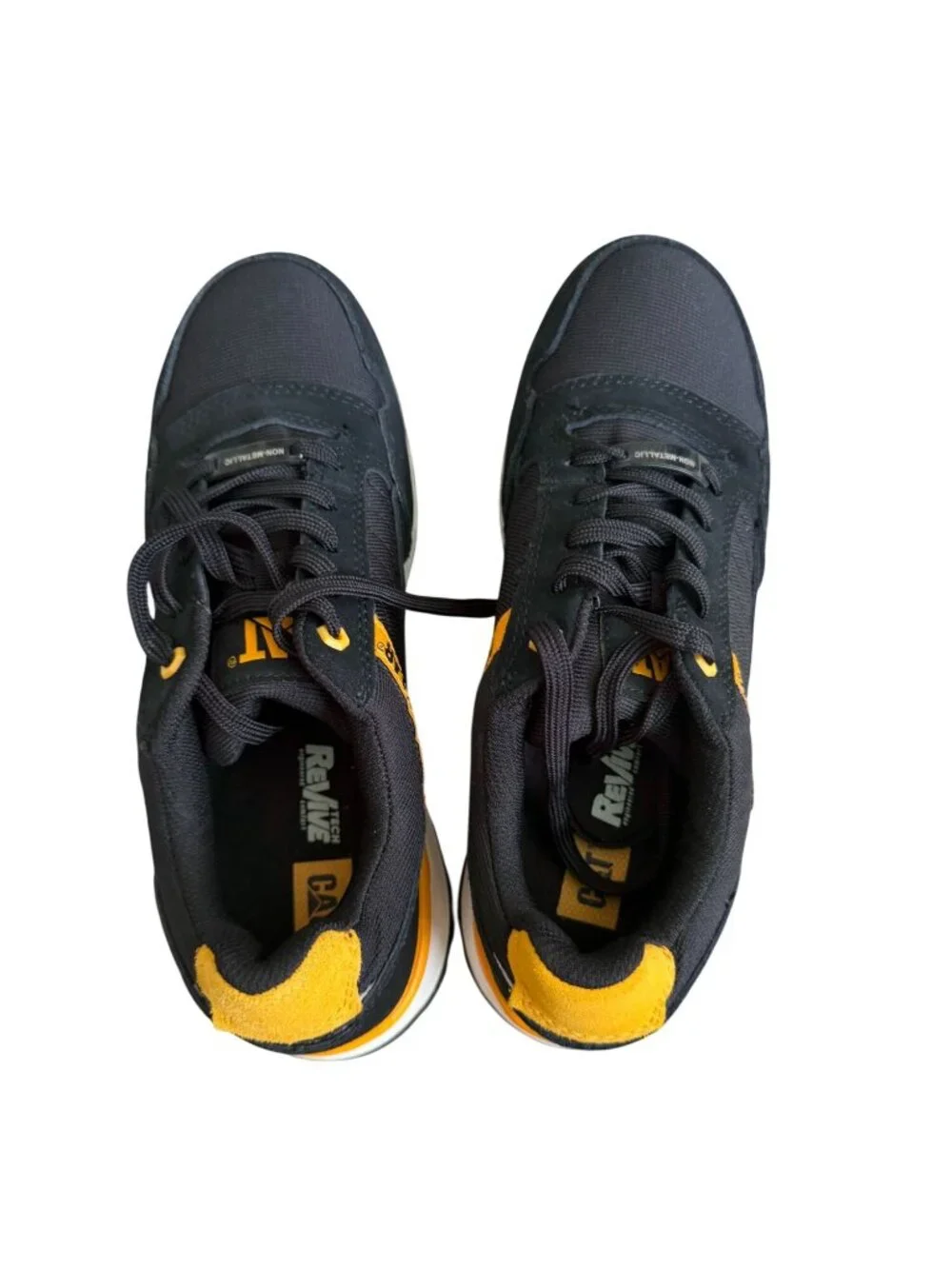 CATERPILLAR Men’s Black Yellow Sneakers Size 8.5